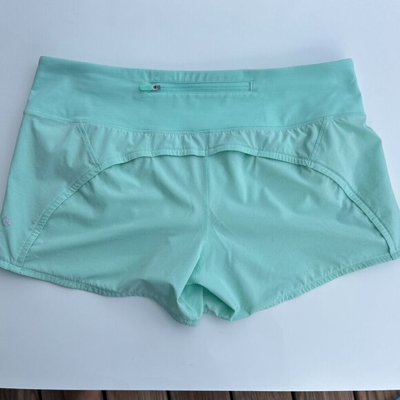Lululemon Womens Sea Mist Speed Up Shorts Size 10 Athleisure Workout Mid Rise - Picture 5 of 8